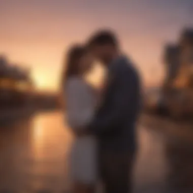 Emotional Connection at Sunset Couple Embracing by Sunset