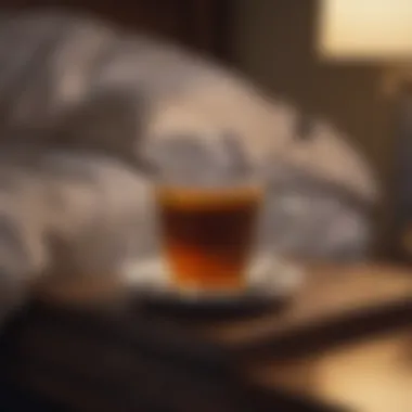 Soothing with a Warm Cup of Tea A cup of warm tea on a bedside table