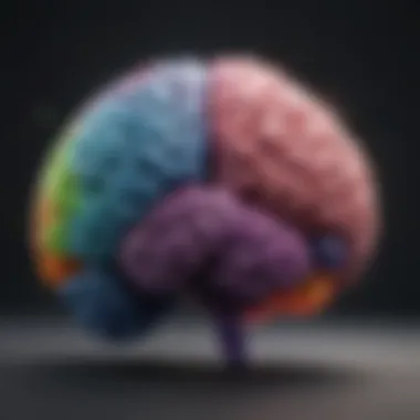 Cognitive Enhancement Through Physical Activity A close-up of a brain surrounded by vibrant colors representing enhanced cognitive function through physical activity.