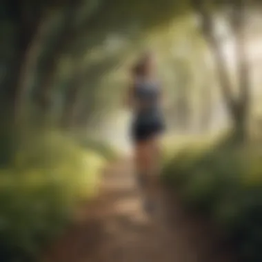 Finding Peace in Nature Through Exercise A serene landscape depicting a jogger enjoying nature to emphasize the connection between exercise and mental tranquility.