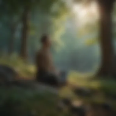 A person meditating in nature, embodying tranquility and focus.