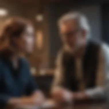 Guidance Through Mentorship A mentor guiding a mentee in a thoughtful discussion