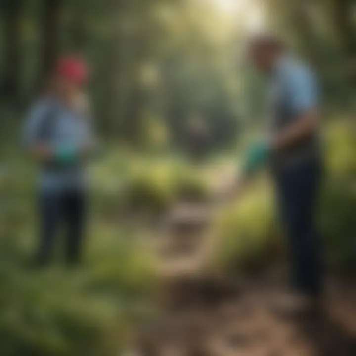 Volunteers participating in an environmental clean-up