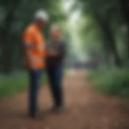 Volunteer engaging with community members in a park