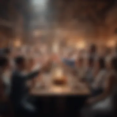 A professional setting where colleagues celebrate each other's achievements
