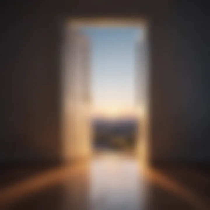 An open door revealing a bright horizon symbolizing new opportunities