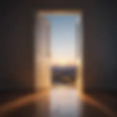 New Opportunities An open door revealing a bright horizon symbolizing new opportunities