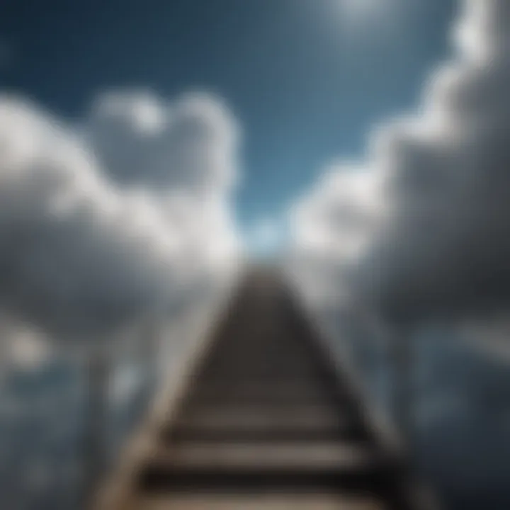 A staircase ascending towards the clouds illustrating personal growth