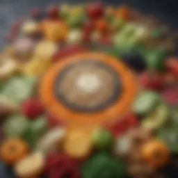 Colorful assortment of alkaline foods