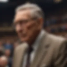 Portrait of John Wooden in a thoughtful pose