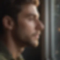 A contemplative man gazing out of a window