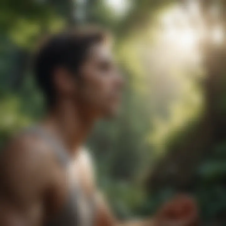 Close-up of a person meditating in nature