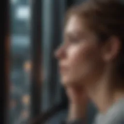 A contemplative person gazing out a window, reflecting on their emotions.