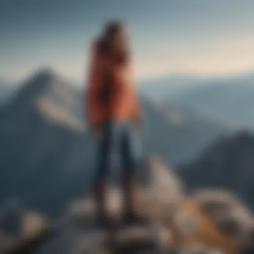 Empowered woman standing confidently on top of a mountain