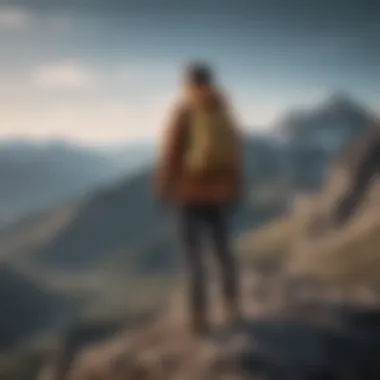 Person standing confidently on mountain peak