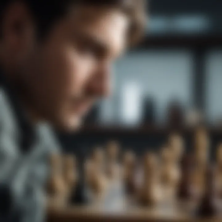 Visual representation of a chess player contemplating their next move