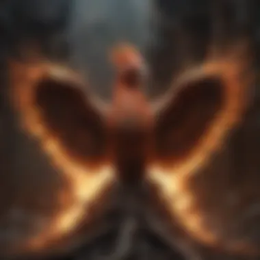 Artistic interpretation of a phoenix rising from the ashes