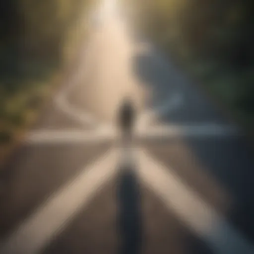 Illustration of a person standing at a crossroads symbolizing decision-making