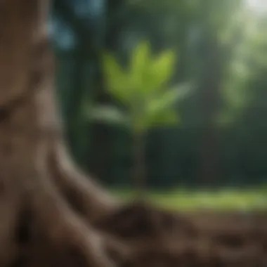 Illustration of a seedling growing into a strong tree representing personal growth