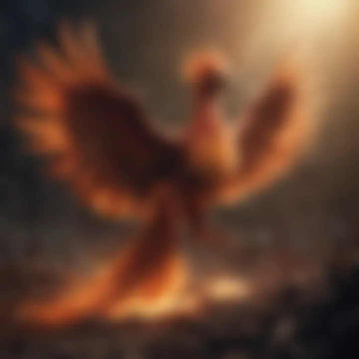 Artistic depiction of a phoenix rising from the ashes as a metaphor for resilience and renewal