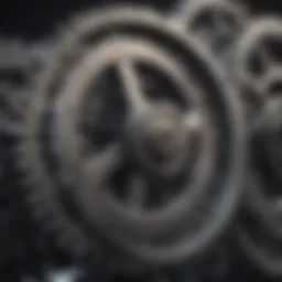 Illustration depicting a complex network of interconnected gears representing efficiency and organization