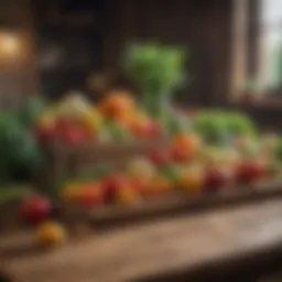 Fresh produce variety on a rustic wooden table