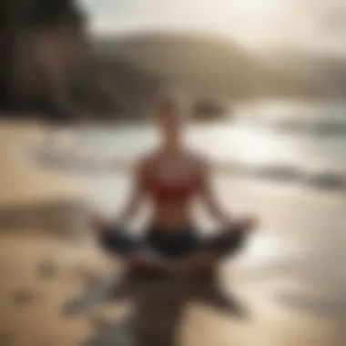 Person practicing yoga on a beach