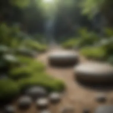 Tranquil Zen Garden for Relaxation Zen garden with lush greenery and calming stones